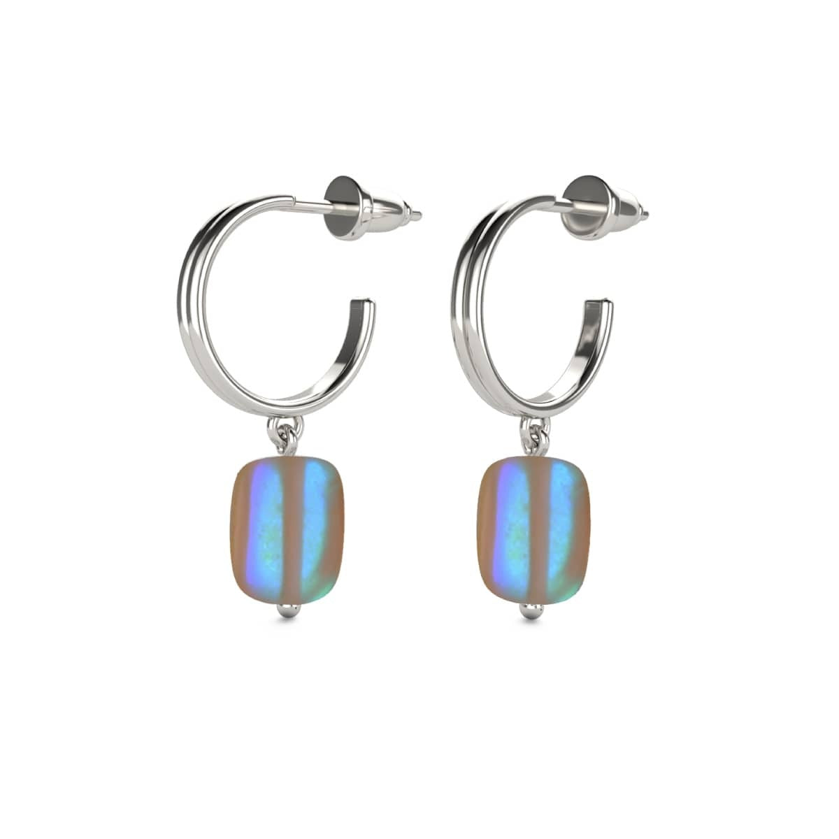 Image of Chocolate | .925 Sterling Silver | Mermaid Glass Pebble Huggie Earrings