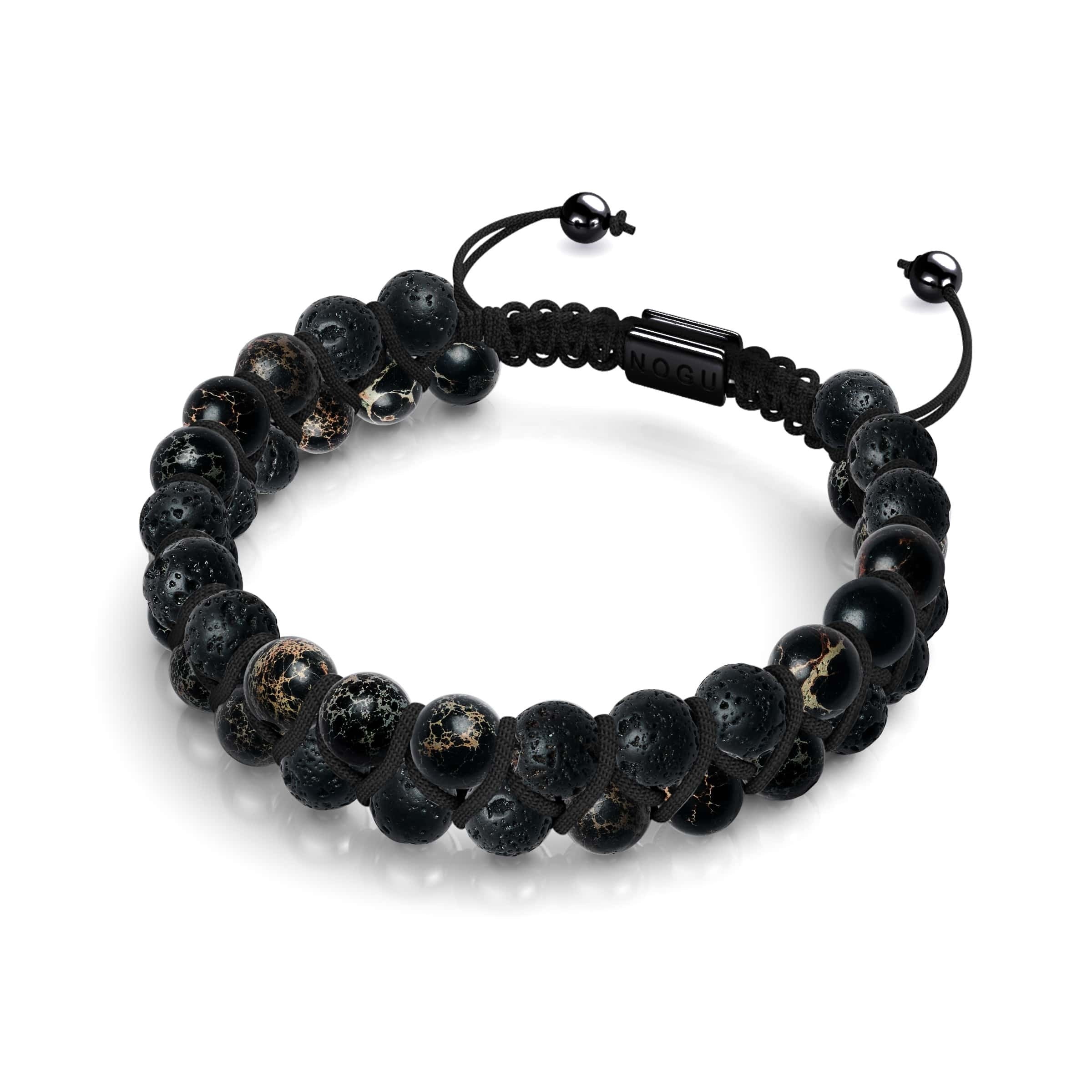 Image of Black Oceanic Jasper | Gunmetal | Lava Rock Diffuser Bracelet | Men's