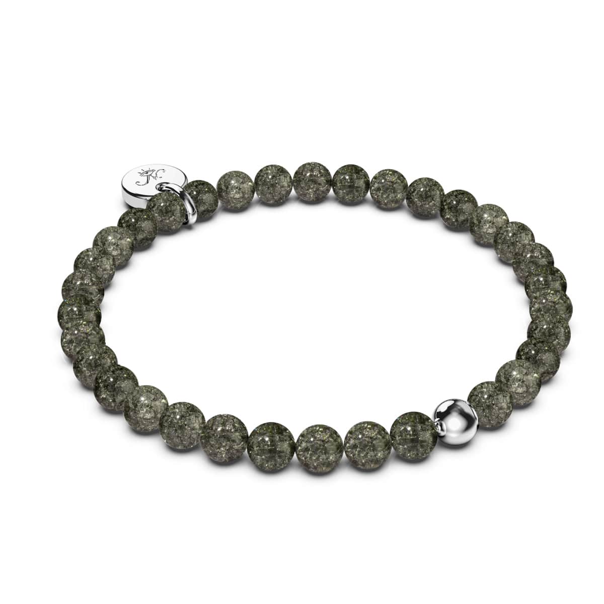 Image of Charcoal | White Gold Vermeil | Glitter Glass Bead Bracelet