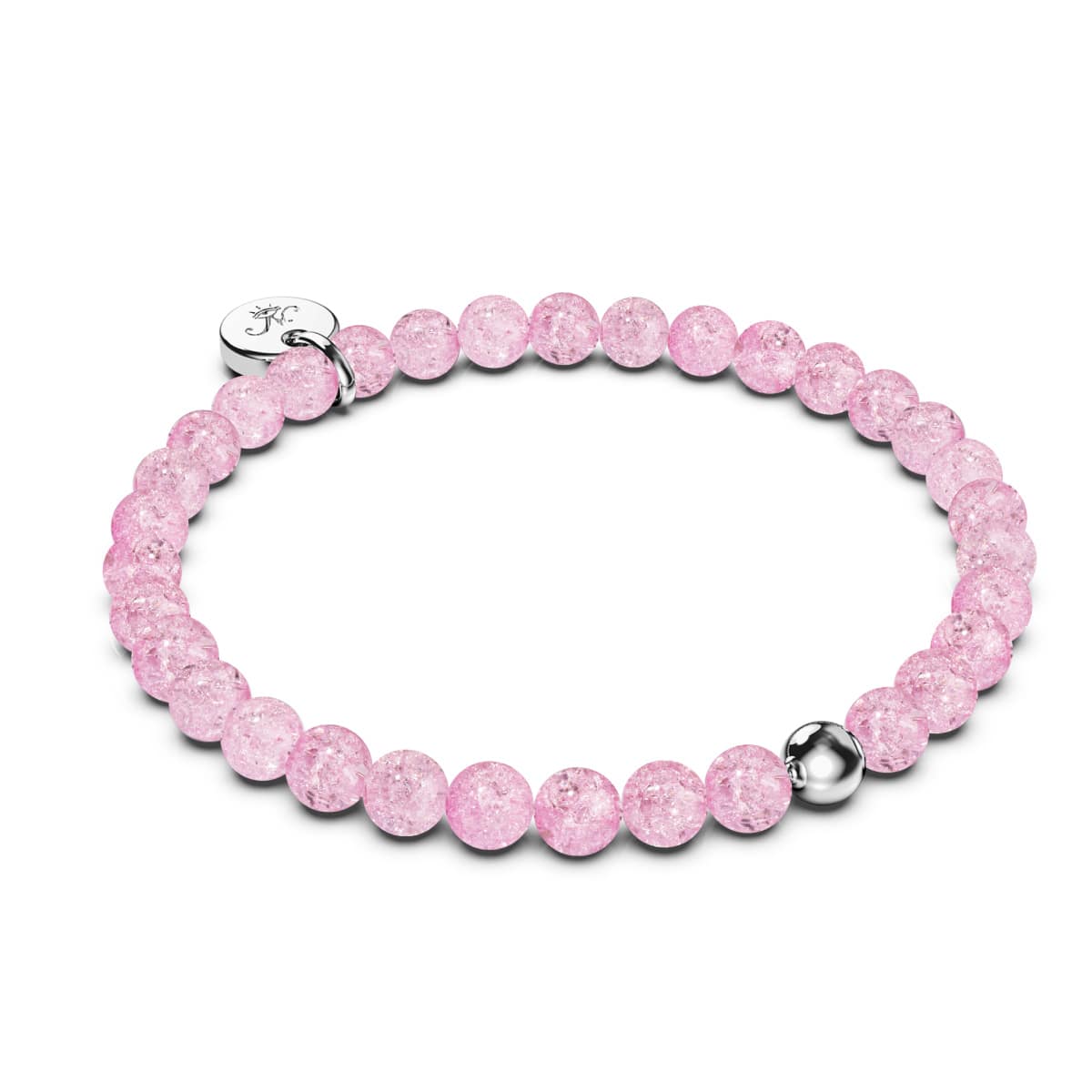 Image of Pink | White Gold Vermeil | Glitter Glass Bead Bracelet