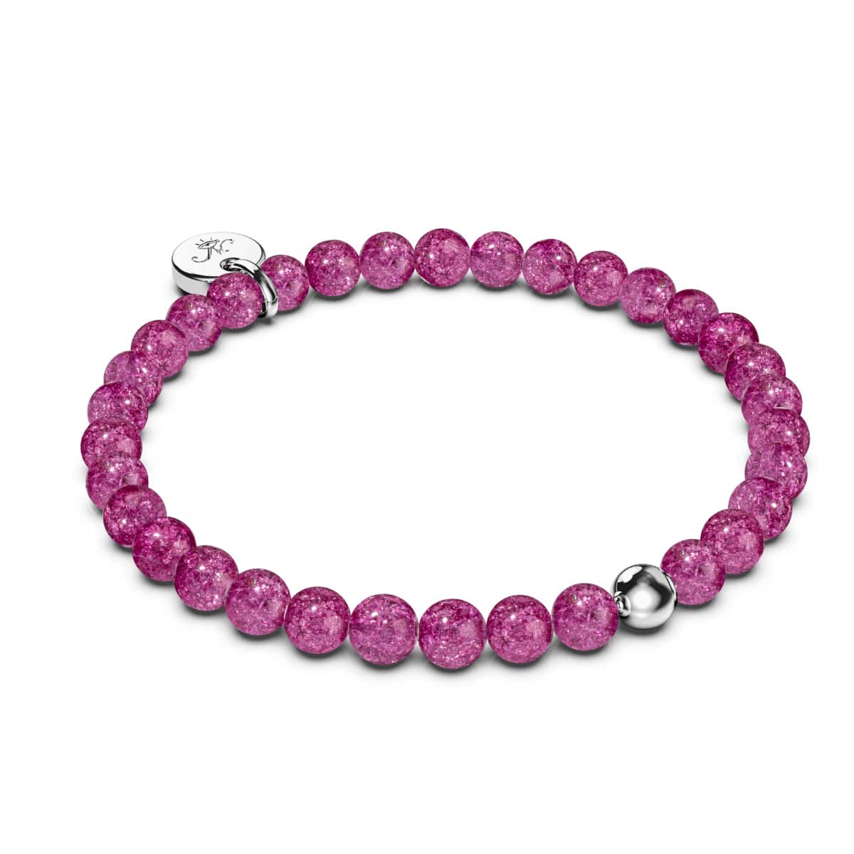 Image of Magenta | White Gold Vermeil | Glitter Glass Bead Bracelet