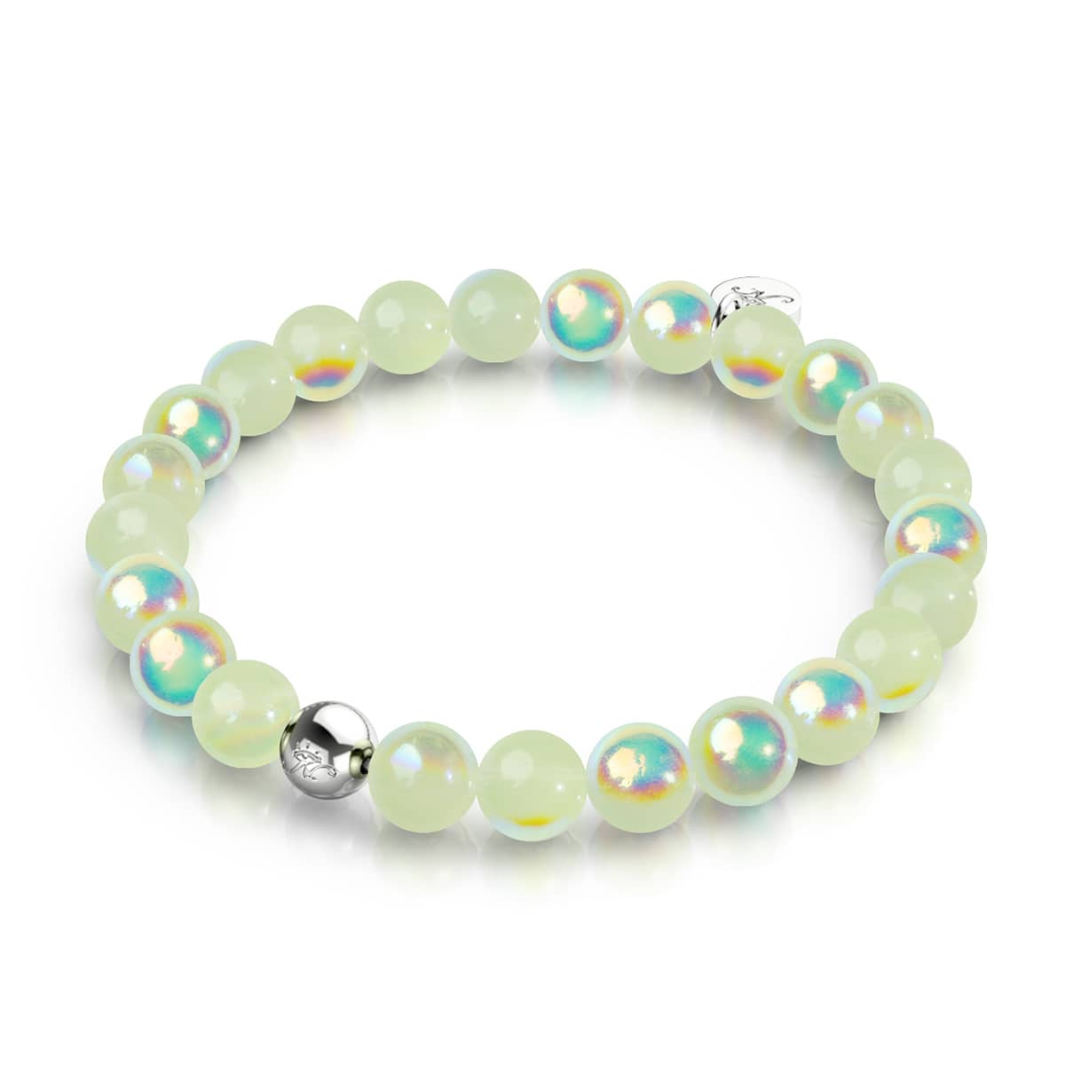 Image of .925 Sterling Silver x Key Lime Bubble Glass Bracelet