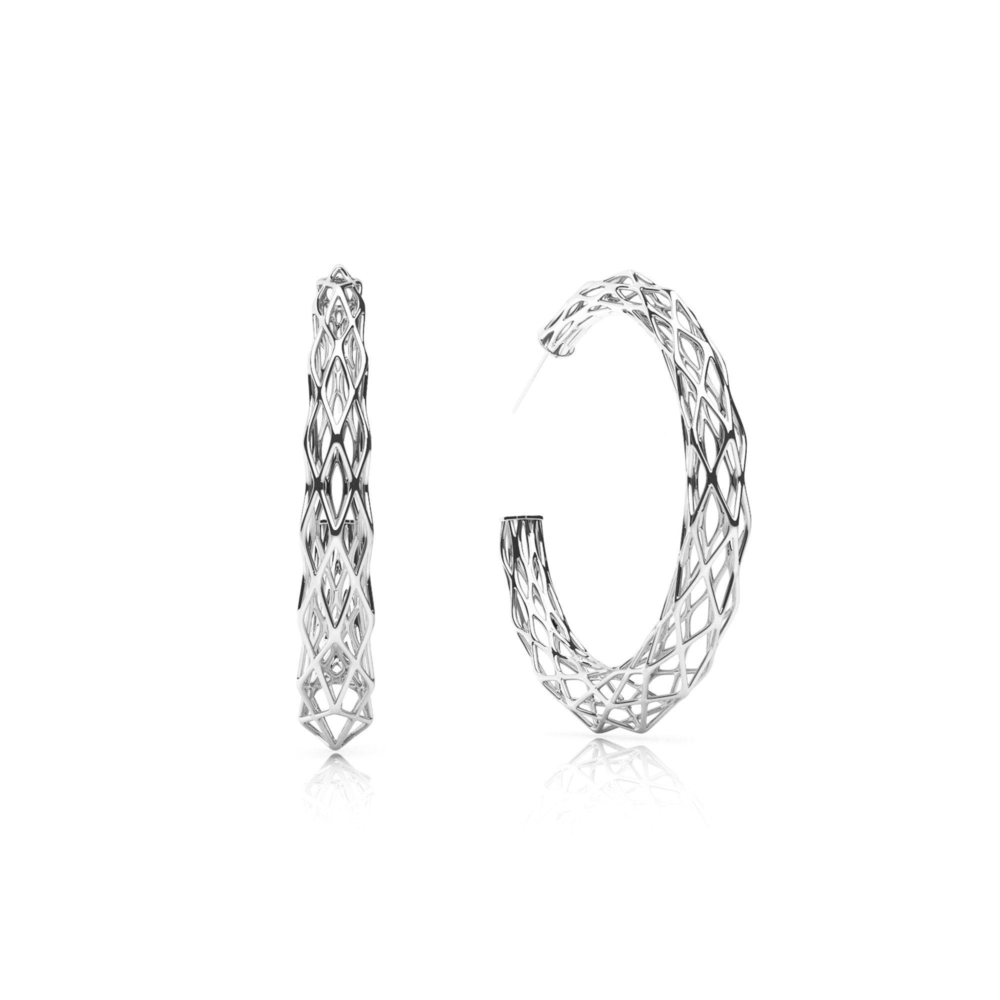 Image of The GRID Earrings | Halo | Platinum Sterling