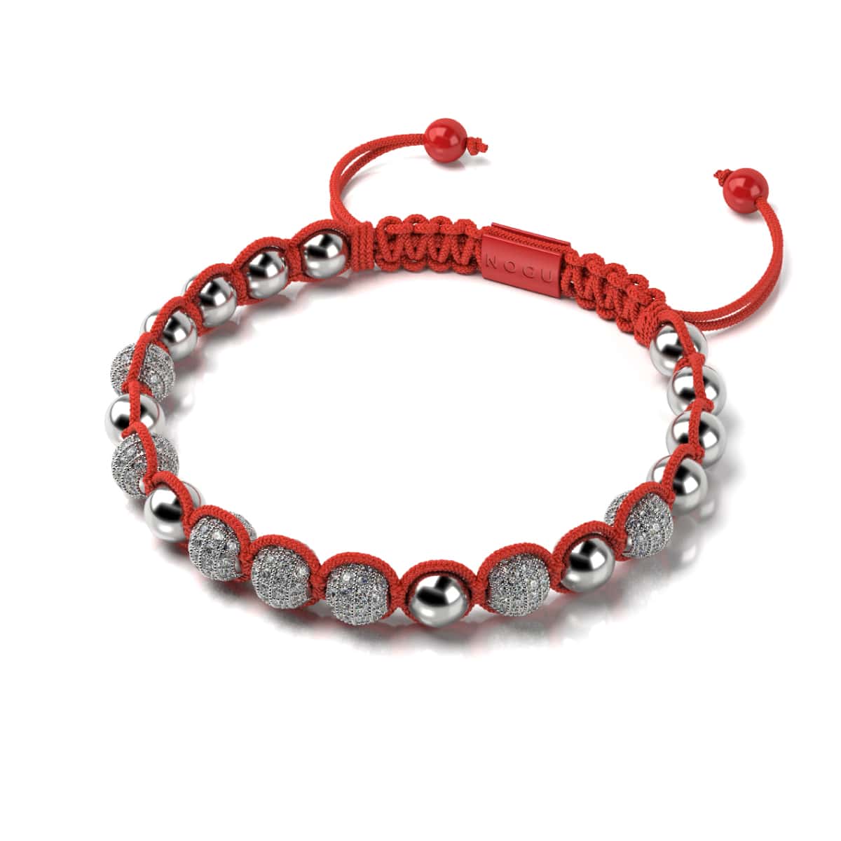 Image of Silver and Red Enamel | Crystal Kikiballa | Macrame Fashion Santa Bracelet | Red