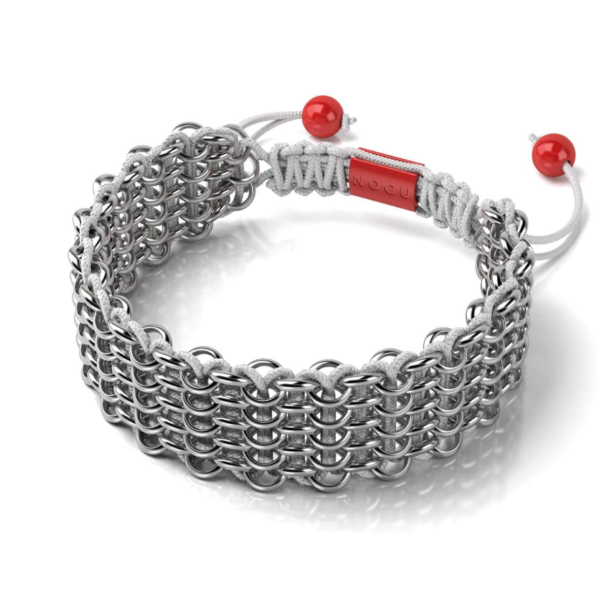 Image of Silver and Red Enamel | Kismet Links | Macrame Fashion Santa Bracelet | White | Deluxe