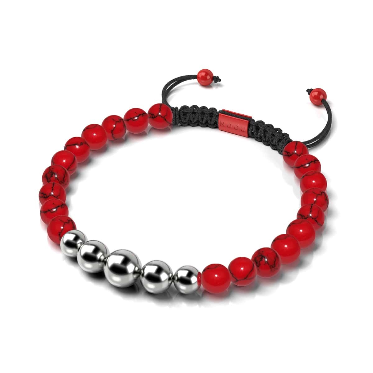 Red Turquoise | Silver and Red Enamel | Balance Stone Bracelet