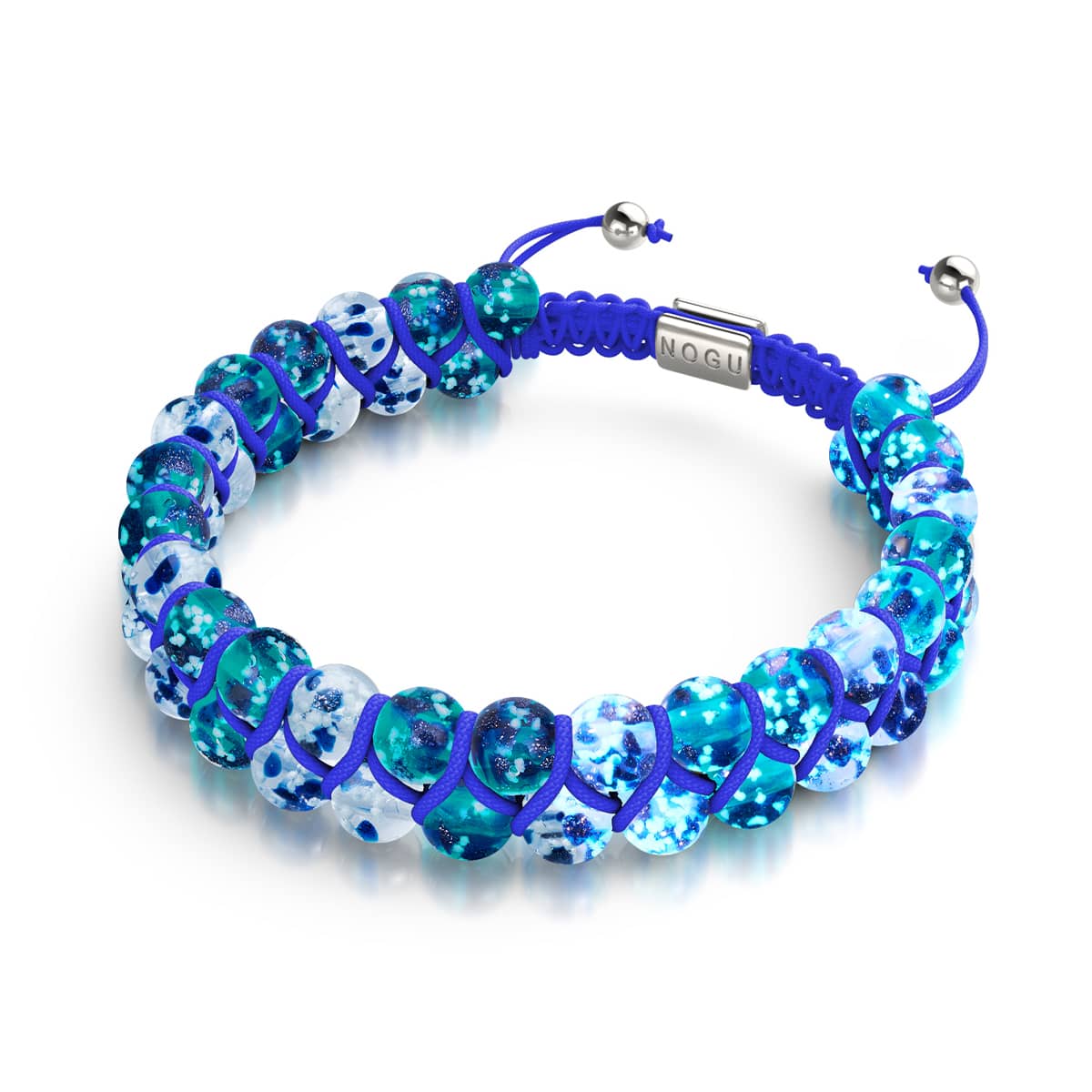 Image of Aquamarine Flame | Lapis Flame x Aquamarine | Double Firefly Glass Bracelet