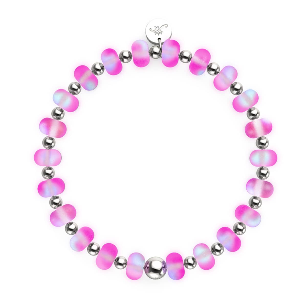 Image of Magenta | Silver | Mermaid Glass Macaron Bracelet