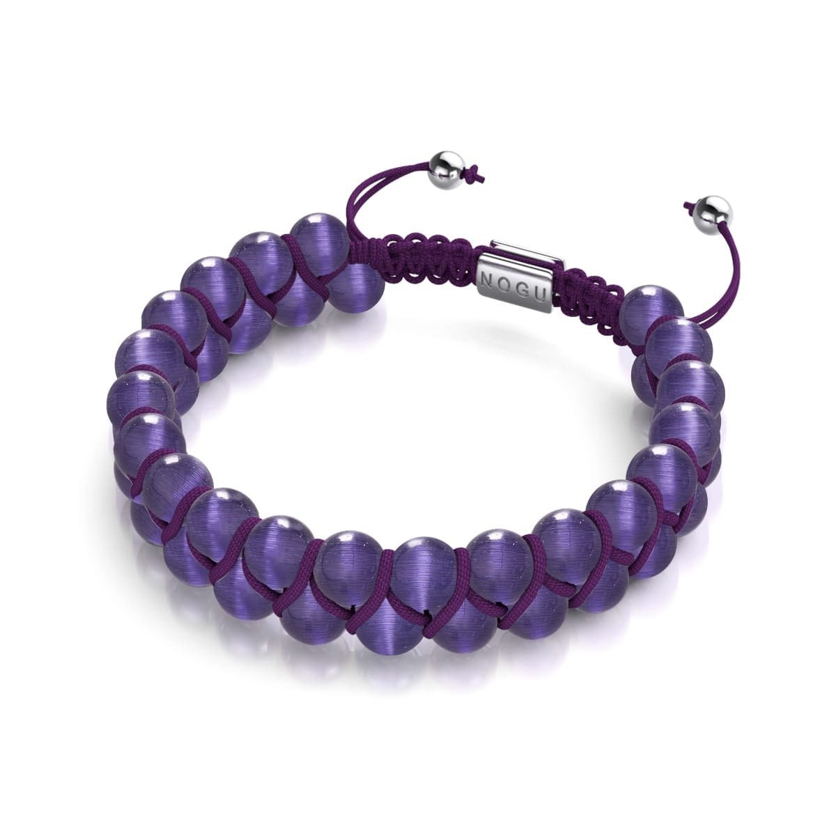 Image of Purple | Silver | Cheshire Glass Double Macrame Bracelet