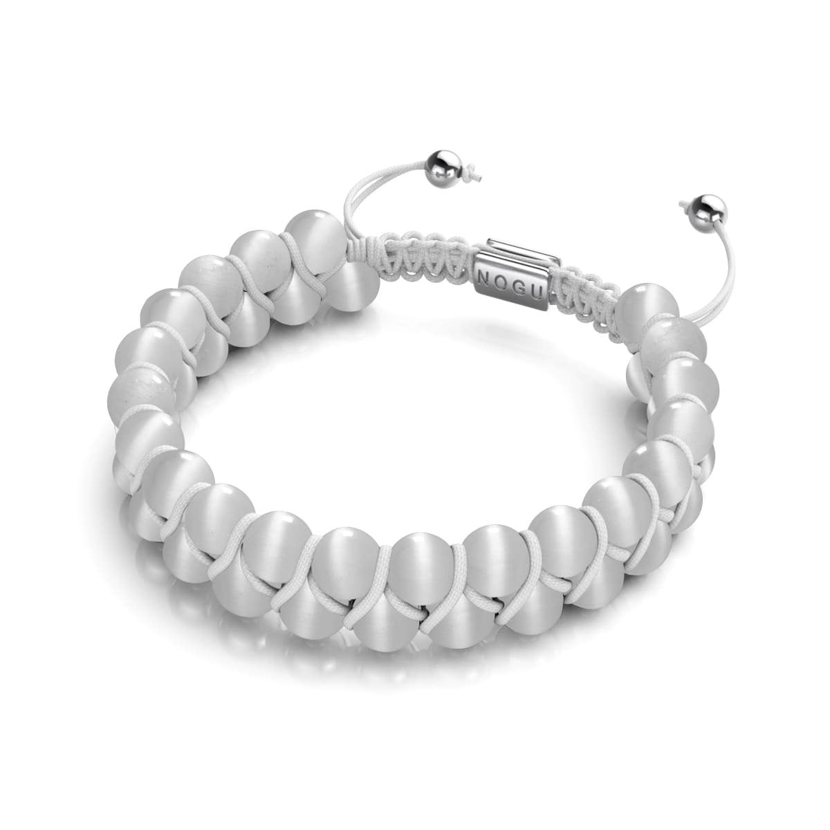 Image of White | Silver | Cheshire Glass Double Macrame Bracelet