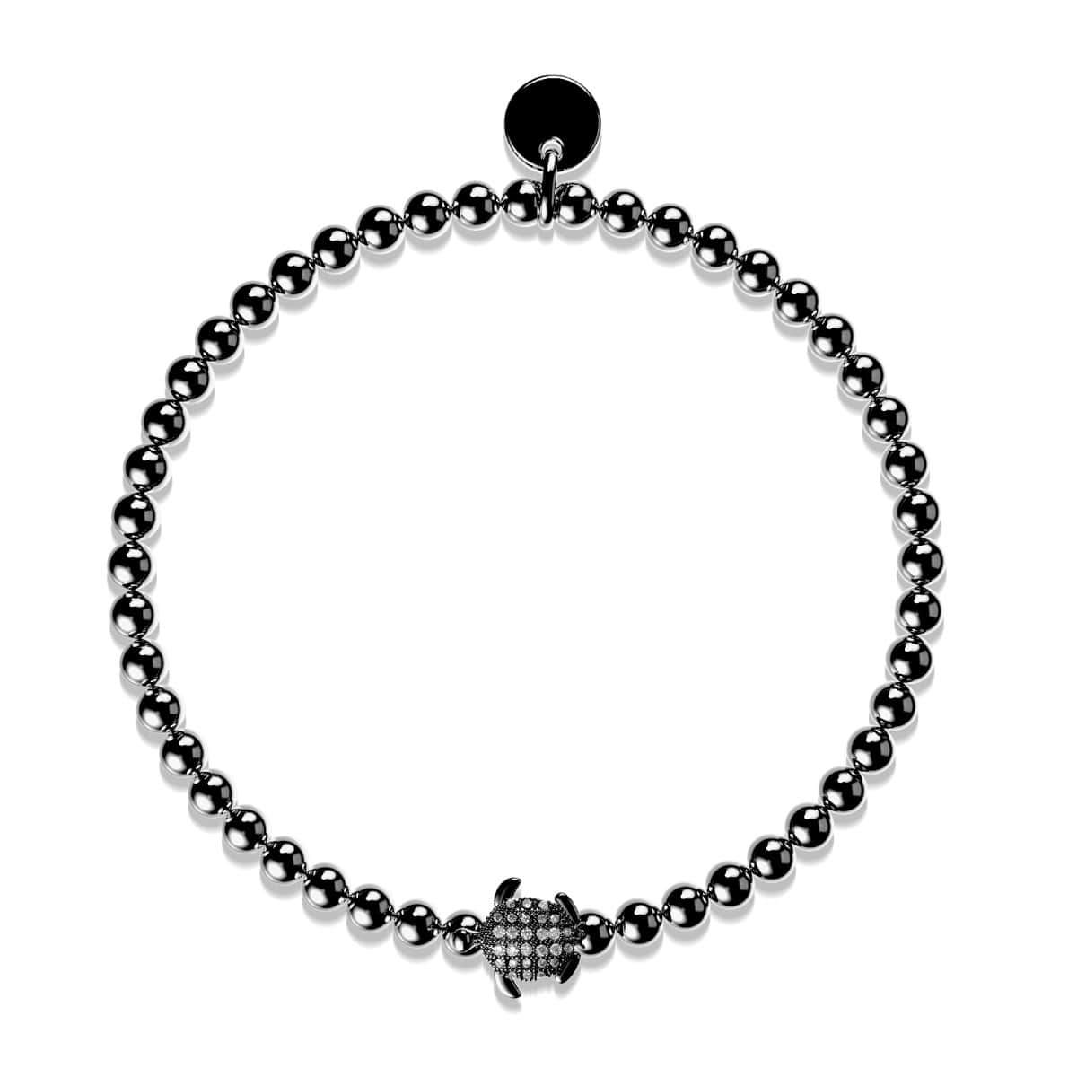 Image of <h1>#21</h1>Tortuga | Onyx Steel | Crystal Sea Turtle Bracelet