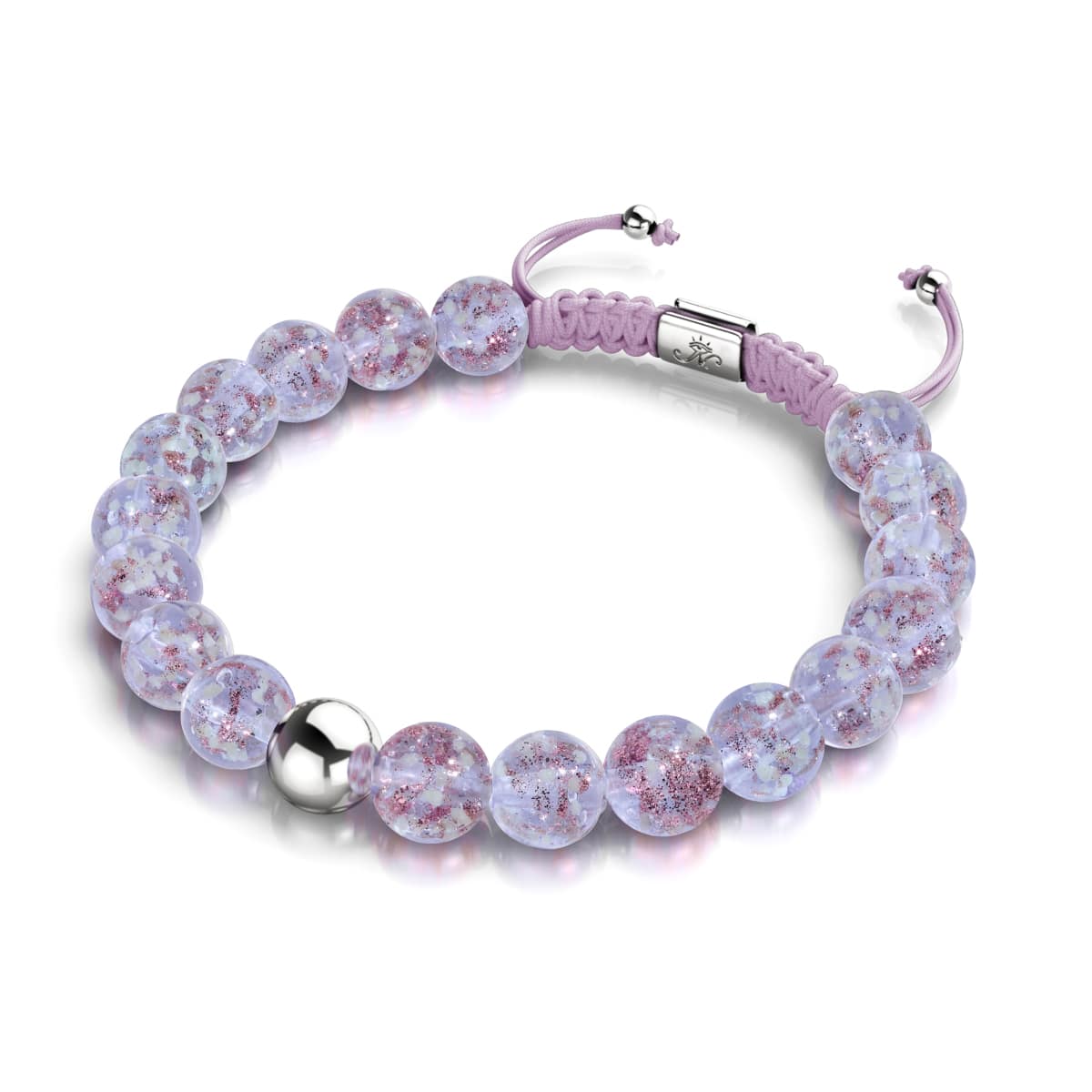 Image of Lilac | Silver | Firefly Glass Macrame Bracelet