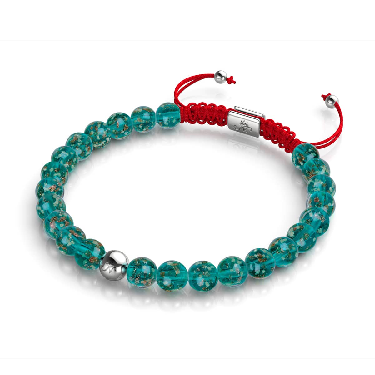 Image of Mini Teal Firefly Glass x Red String Bracelet