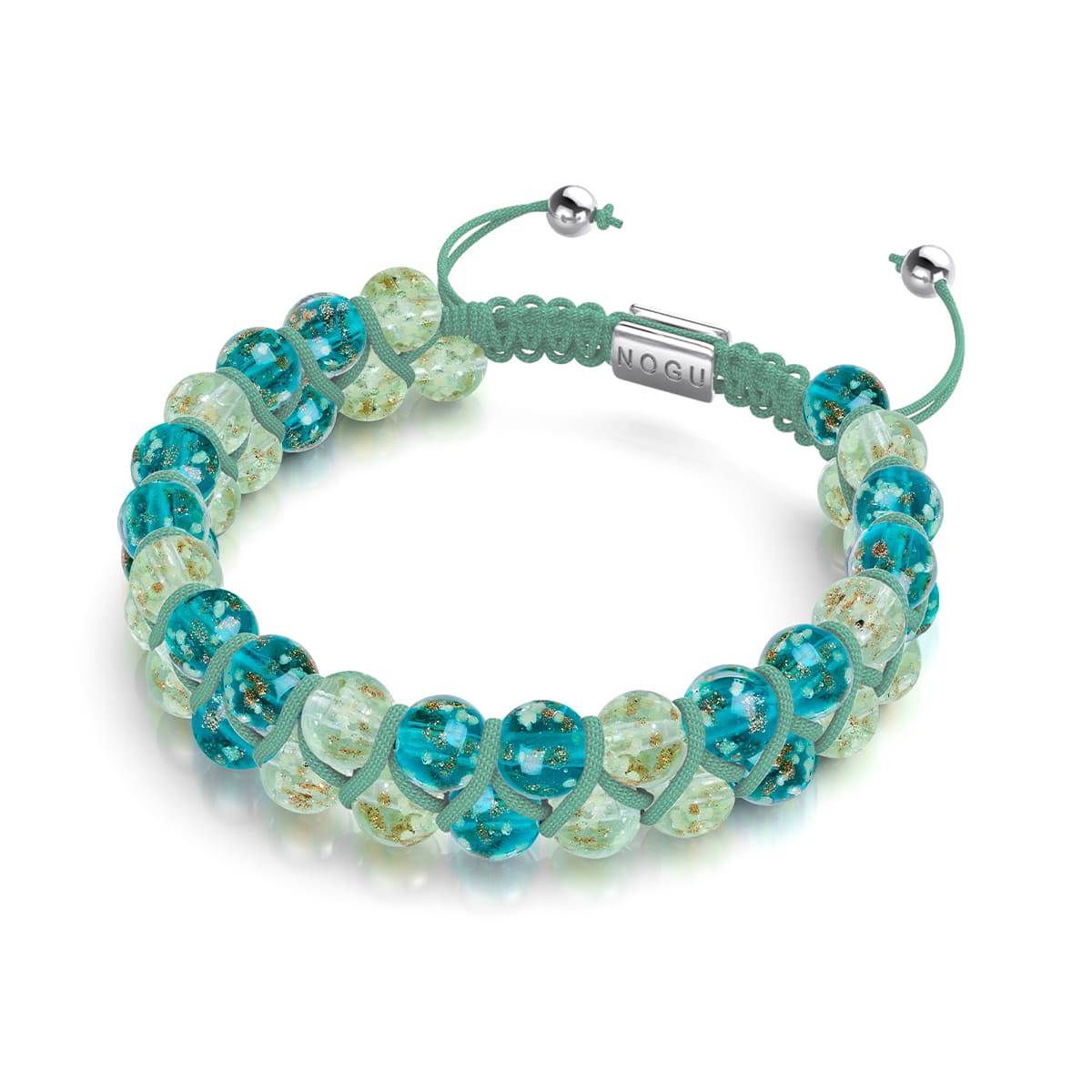 Image of <h1>#8</h1>Ocean Spray | Teal x Evergreen | Double Firefly Glass Bracelet