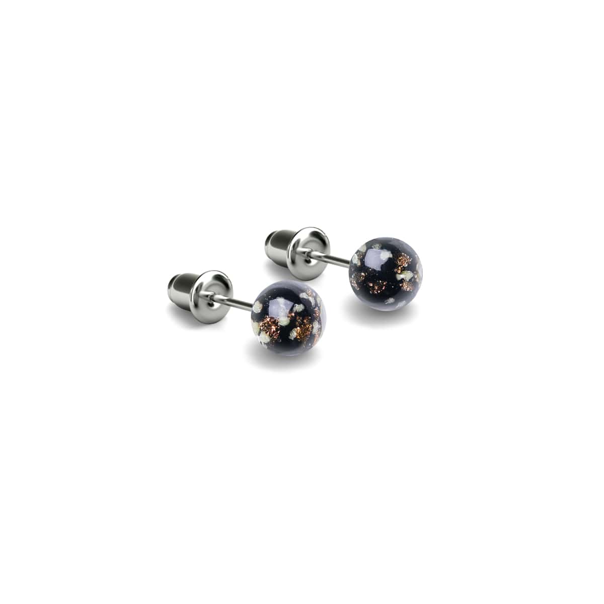 Image of Obsidian | .925 Sterling Silver | Mini Firefly Glass Stud Earrings