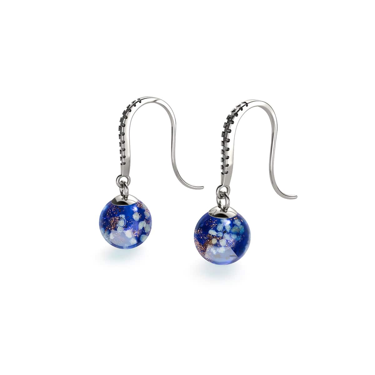 Image of Sapphire | .925 Sterling Silver | Firefly Glass Huggie Earrings