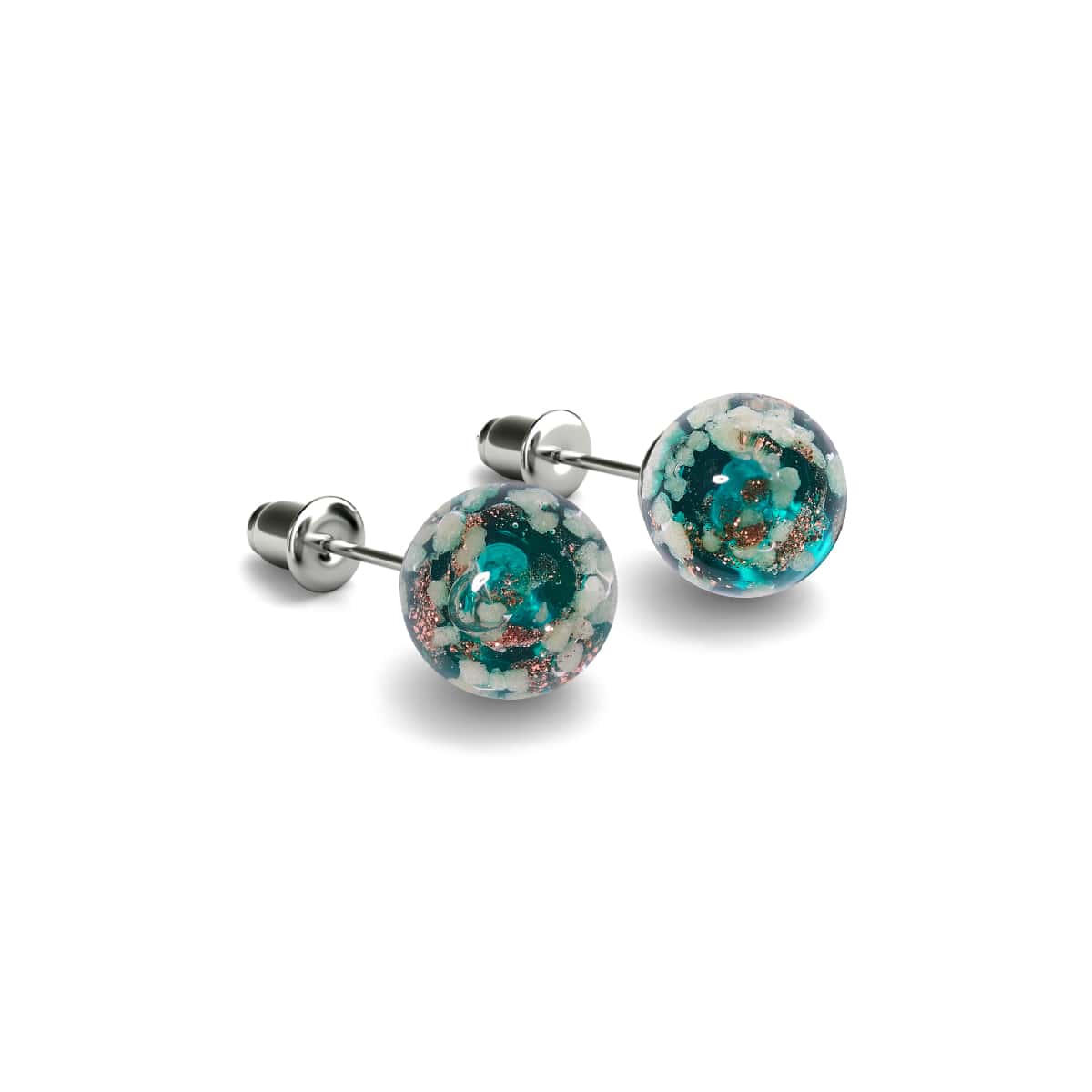 Image of <h1>#21</h1>Teal | .925 Sterling Silver | Firefly Glass Stud Earrings