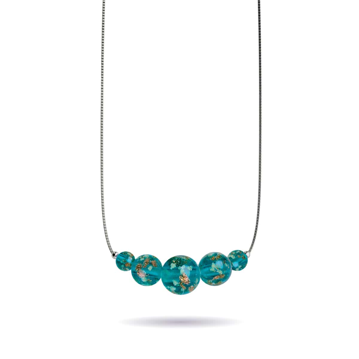 Image of Teal | .925 Sterling Silver | Firefly Glass Infinity Clasp Necklace