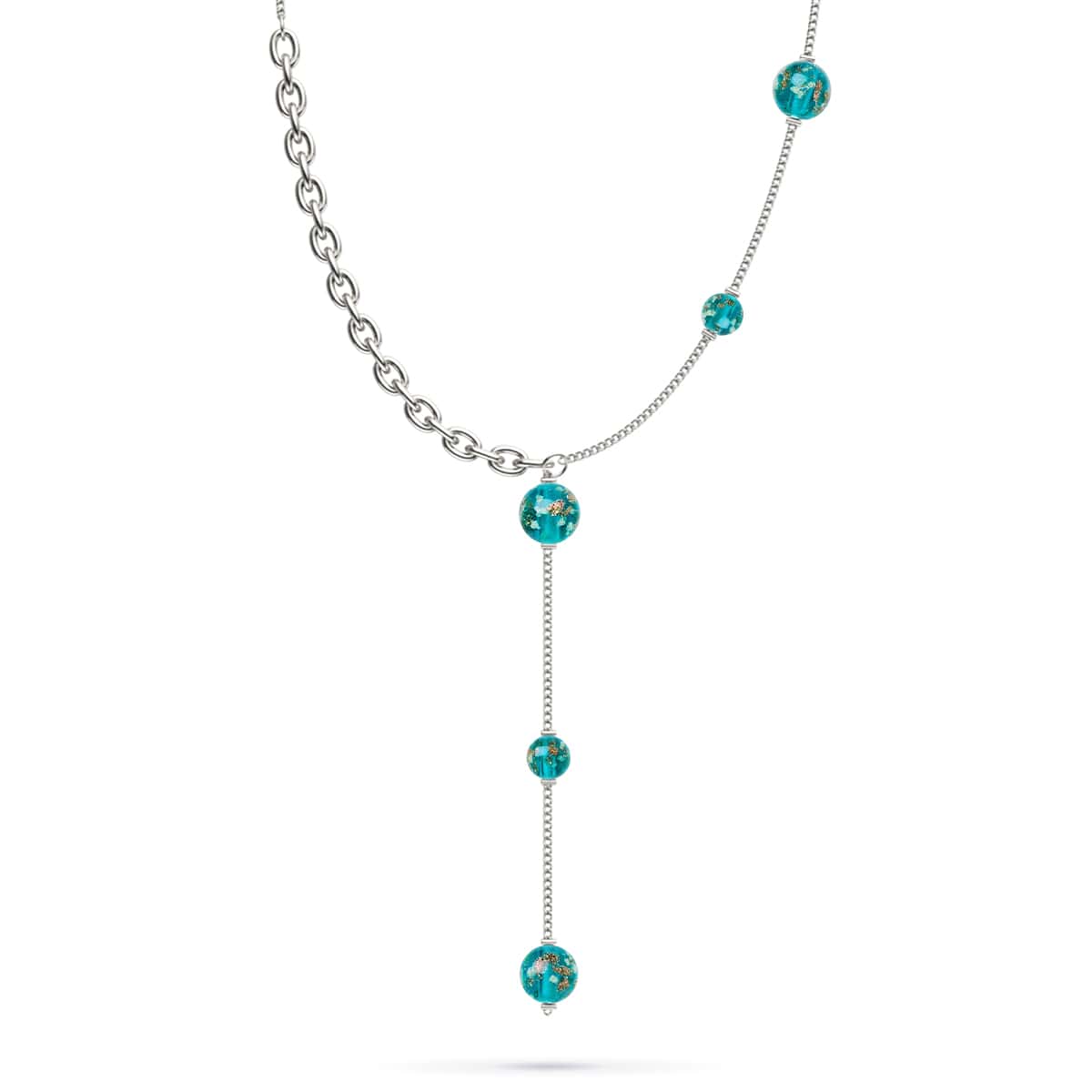 Image of Teal | Silver | Firefly Glass Cascade Double Pendant