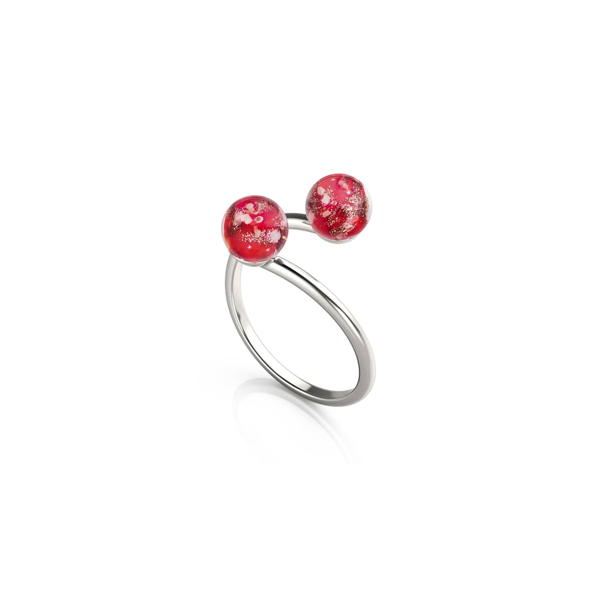 Image of Crimson | .925 Sterling Silver | Firefly Glass | Infinity Helix Ring