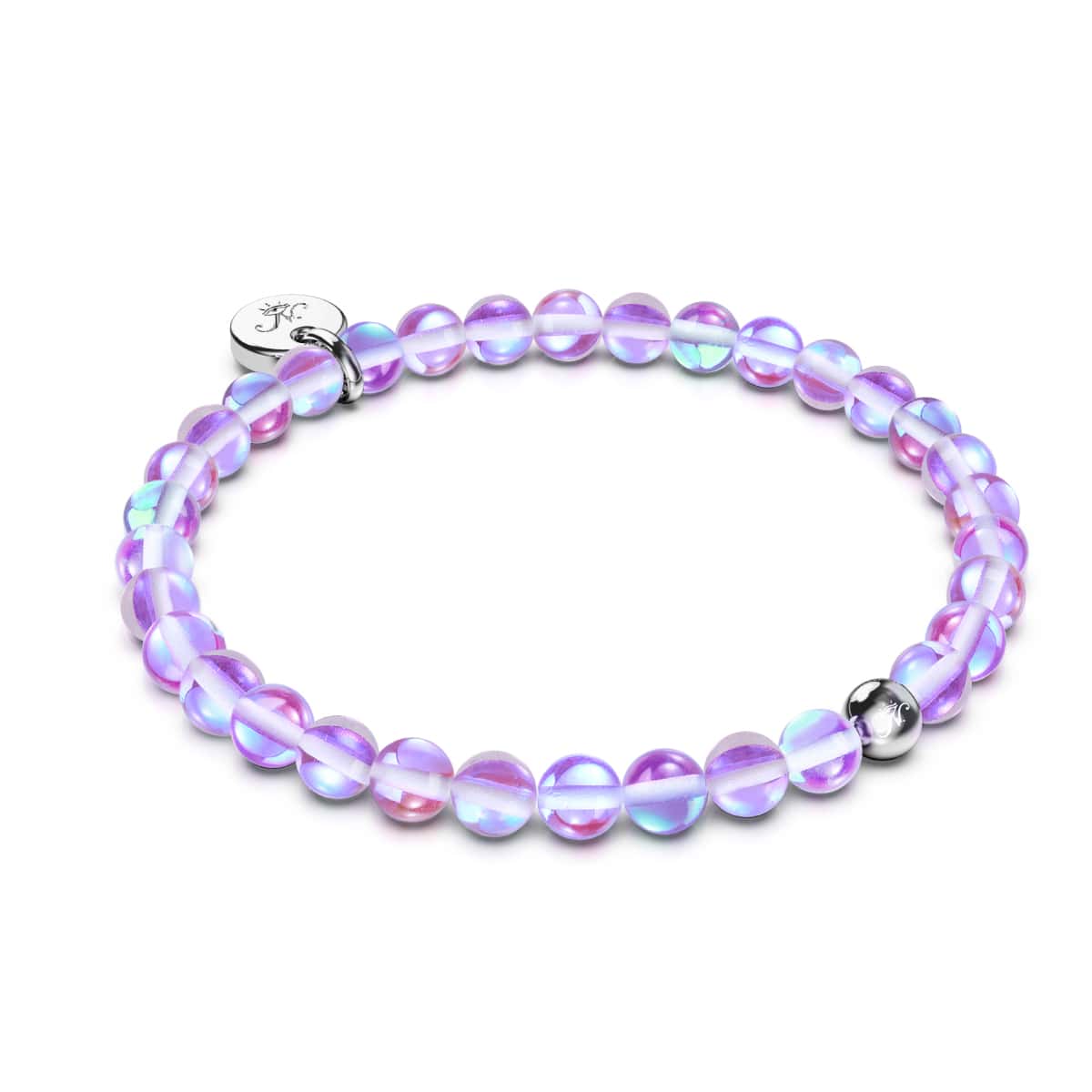 Image of Cosmic Purple Crystal | .925 Sterling Silver | Galaxy Glass Bead Bracelet