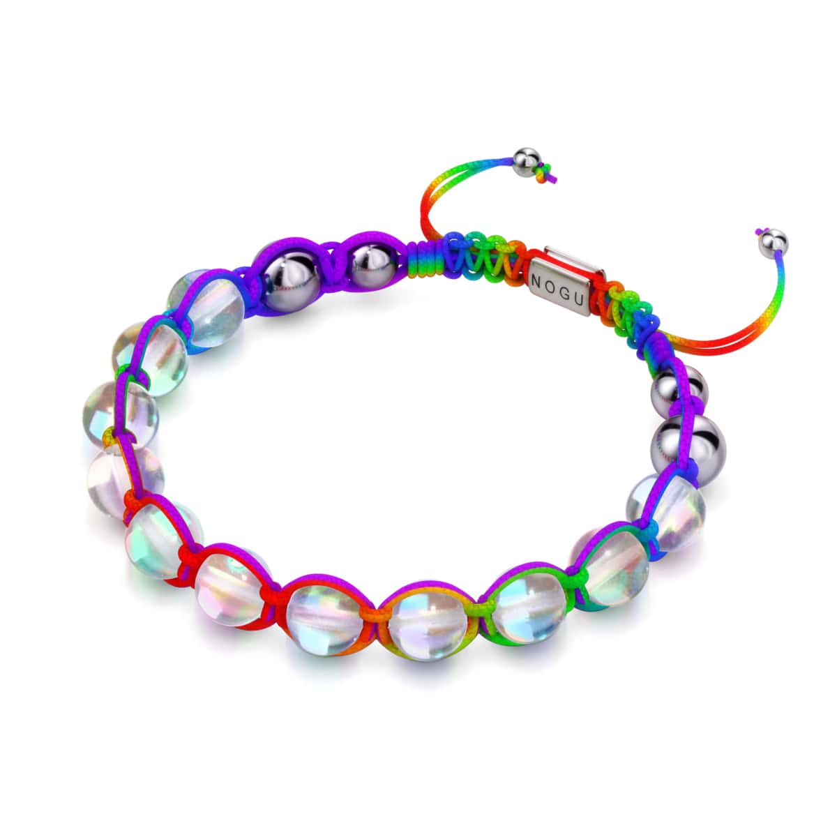 Image of Neon Spectrum | Rainbow Supernova | Silver | Galaxy Glass Charmballa Bracelet
