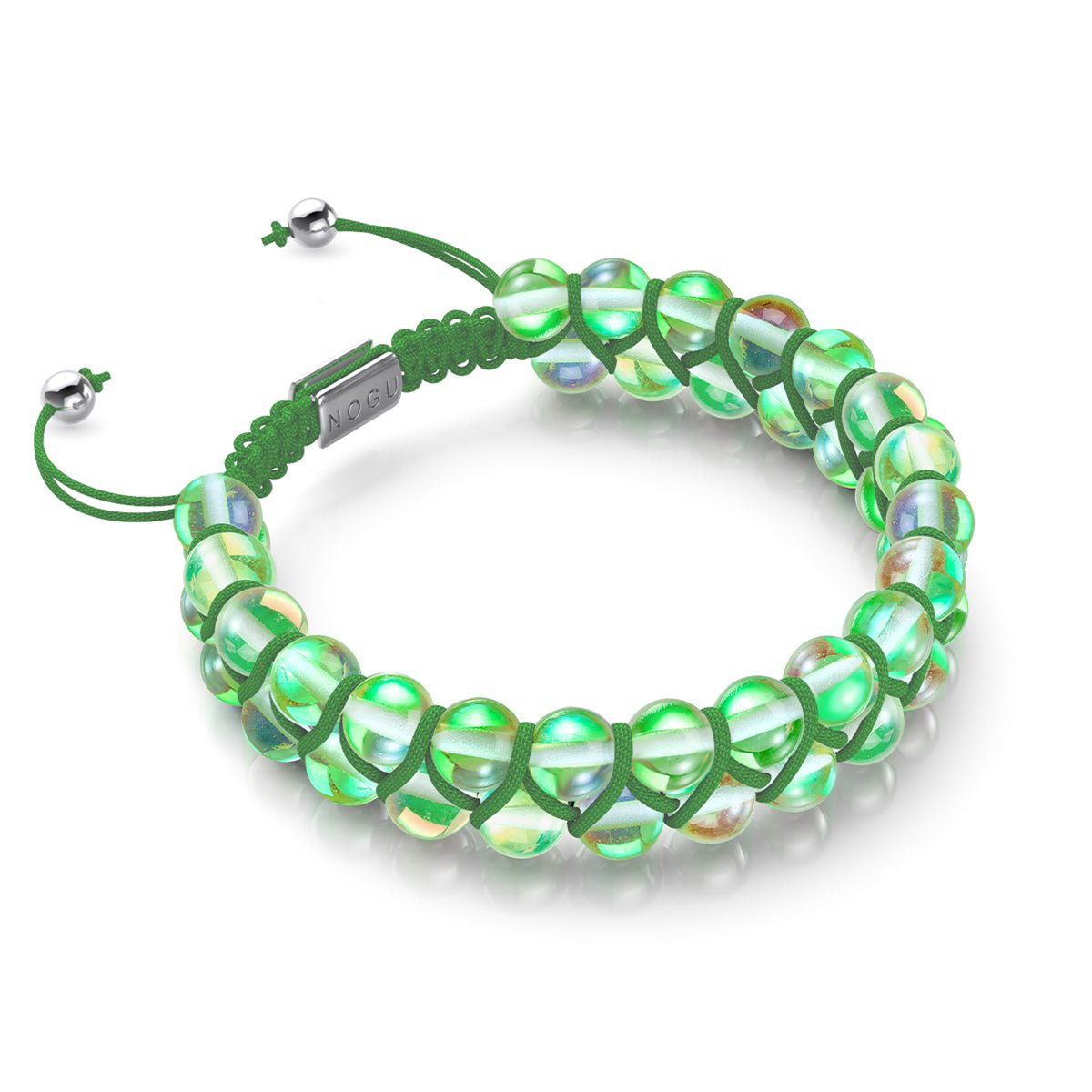 Image of Verdant Moon | Silver | Double Galaxy Glass Bracelet