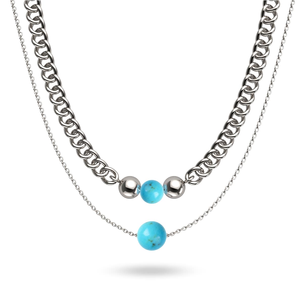 Image of <h1>#5</h1>Turquoise x Silver | Gemstone Chain Necklace