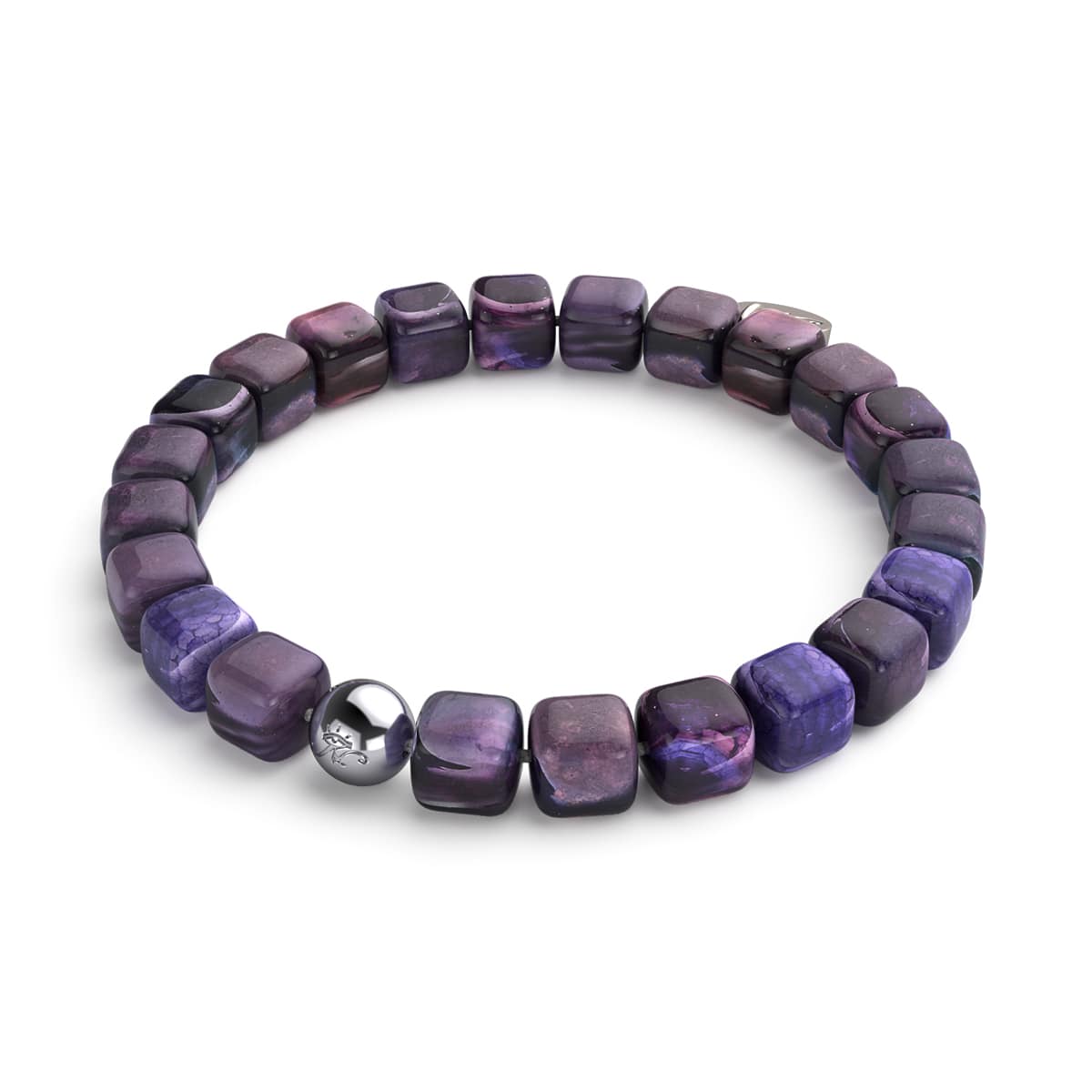 Image of Purple Agate | Silver | Gemstone Pebble Bracelet