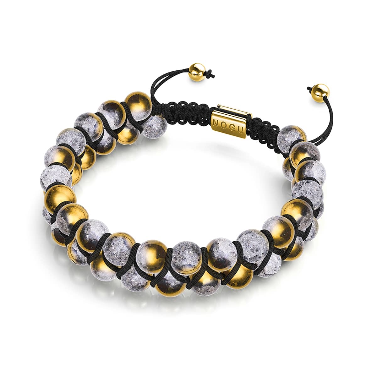 Image of Gold Chrome x White | Glitter Glass Double Bracelet