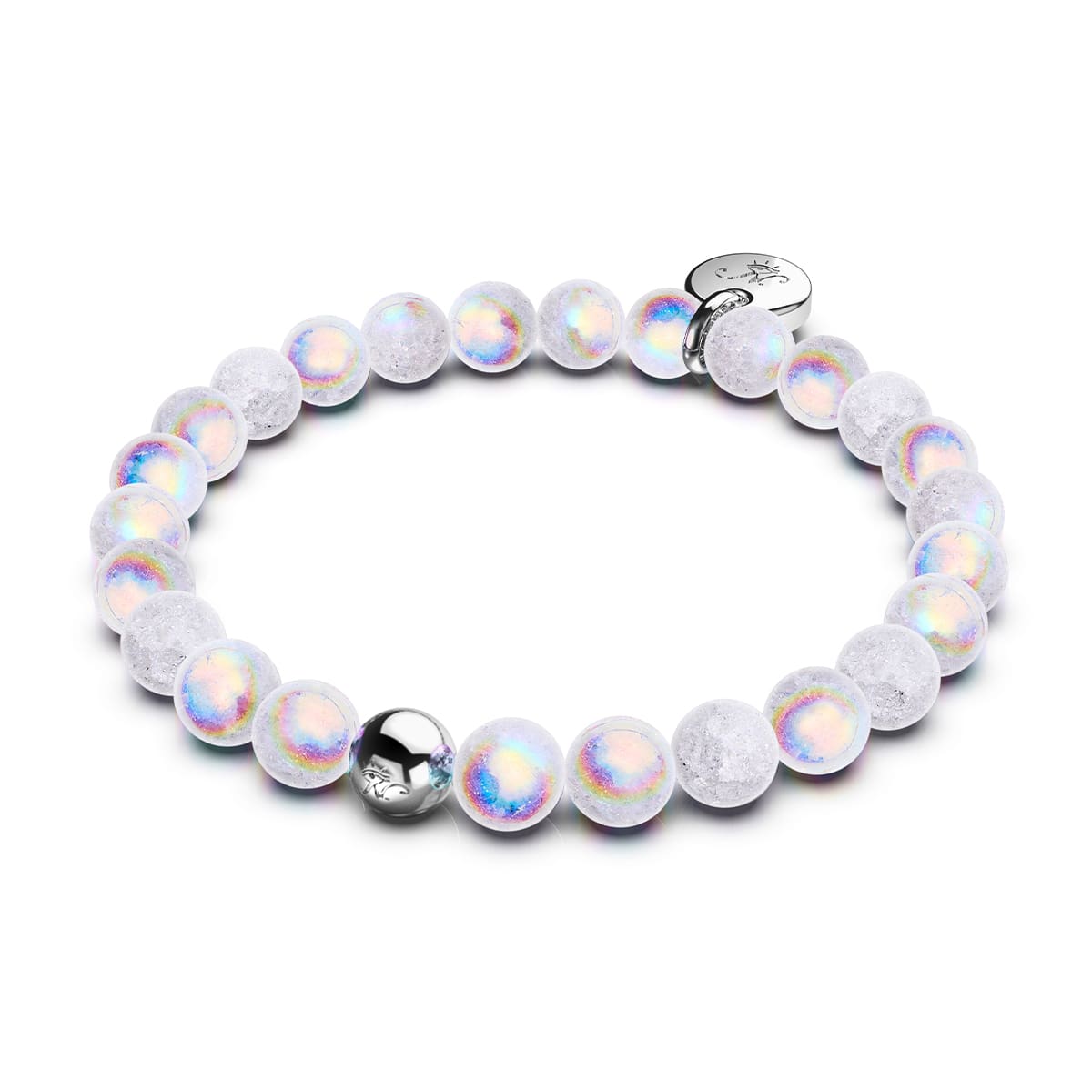 Image of Marshmallow Chrome x White Glitter Glass Bracelet