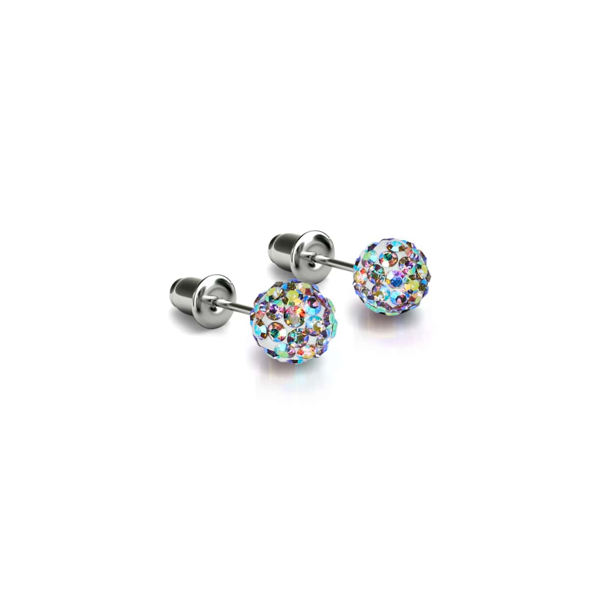 Image of <h1>#8</h1>Confetti Crystal | .925 Sterling Silver | Mini Kikiballa Earrings