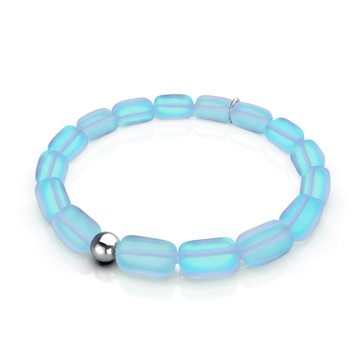 Image of Aquamarine | .925 Sterling Silver | Mermaid Glass Pebble Bracelet