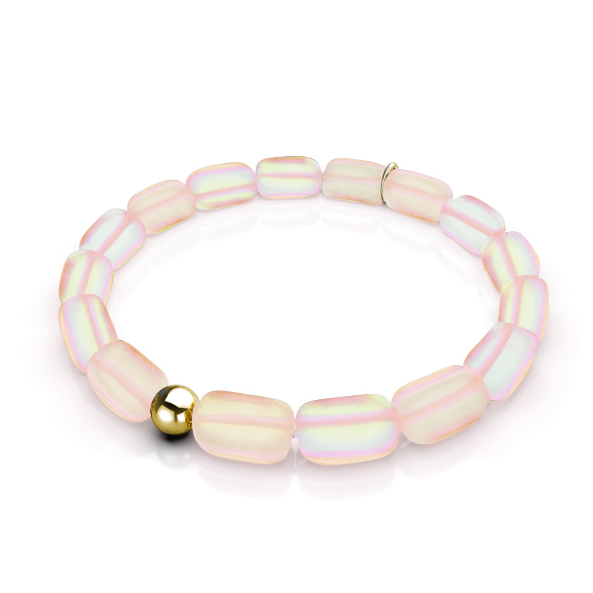 Image of Peach | .925 Sterling Silver Gold Vermeil | Mermaid Glass Pebble Bracelet