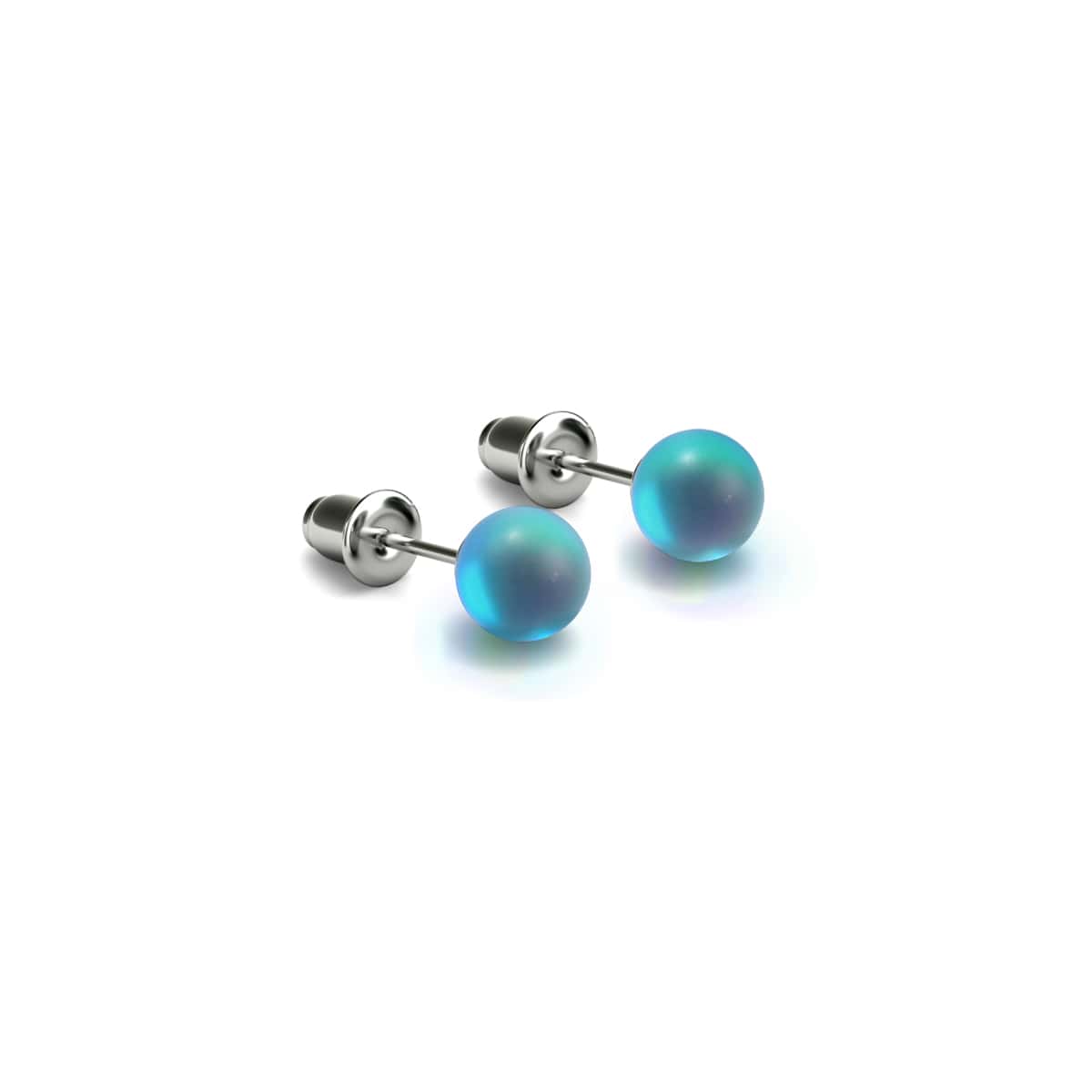 Image of Aquamarine | .925 Sterling Silver | Mermaid Glass Mini Stud Earrings