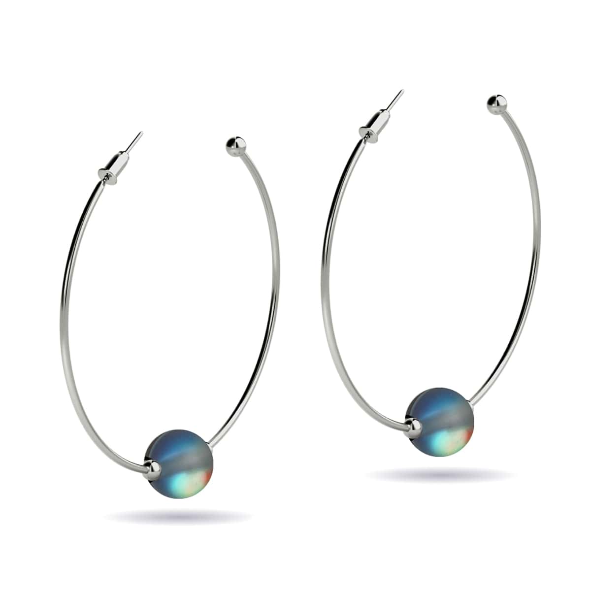 Image of Grey | Silver | Mermaid Glass Hoop Earrings