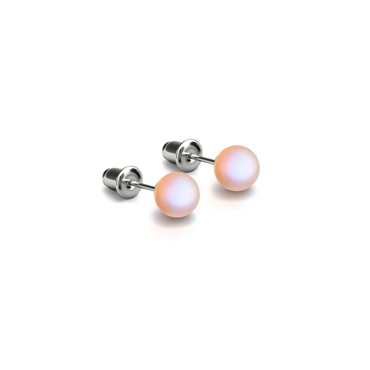 Image of Peach | .925 Sterling Silver | Mermaid Glass Mini Stud Earrings