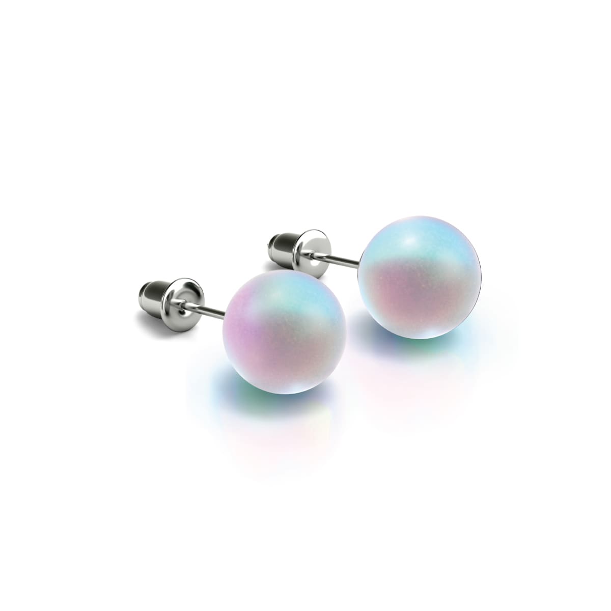 Image of Rainbow White | .925 Sterling Silver | Mermaid Glass Stud Earrings