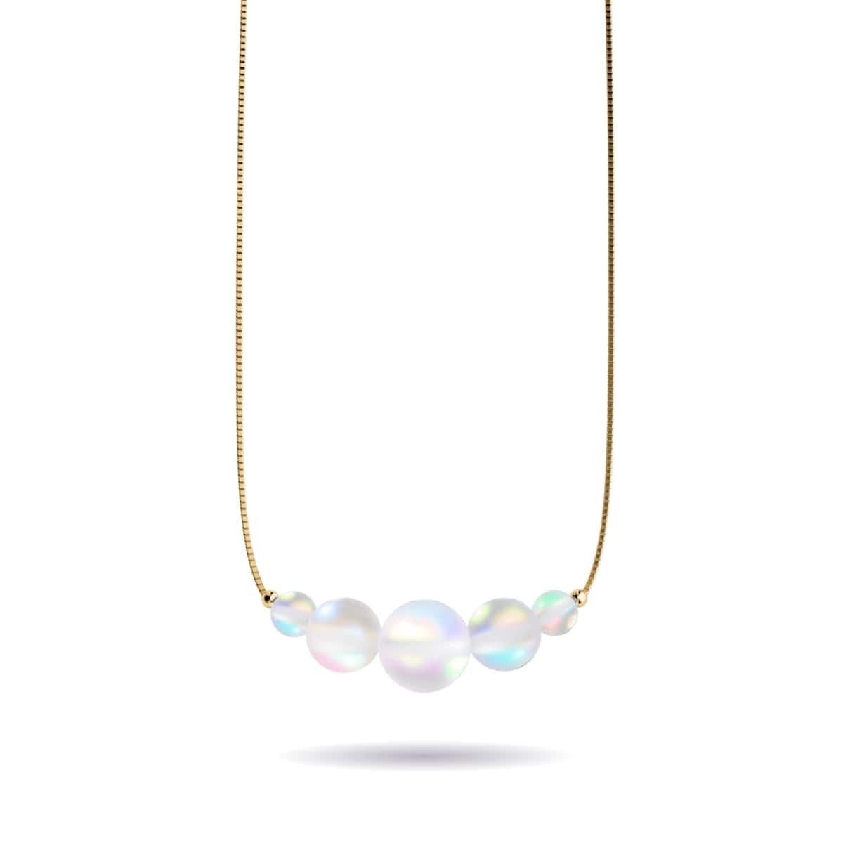 Image of Rainbow White | Gold Vermeil | Mermaid Glass Infinity Clasp Necklace