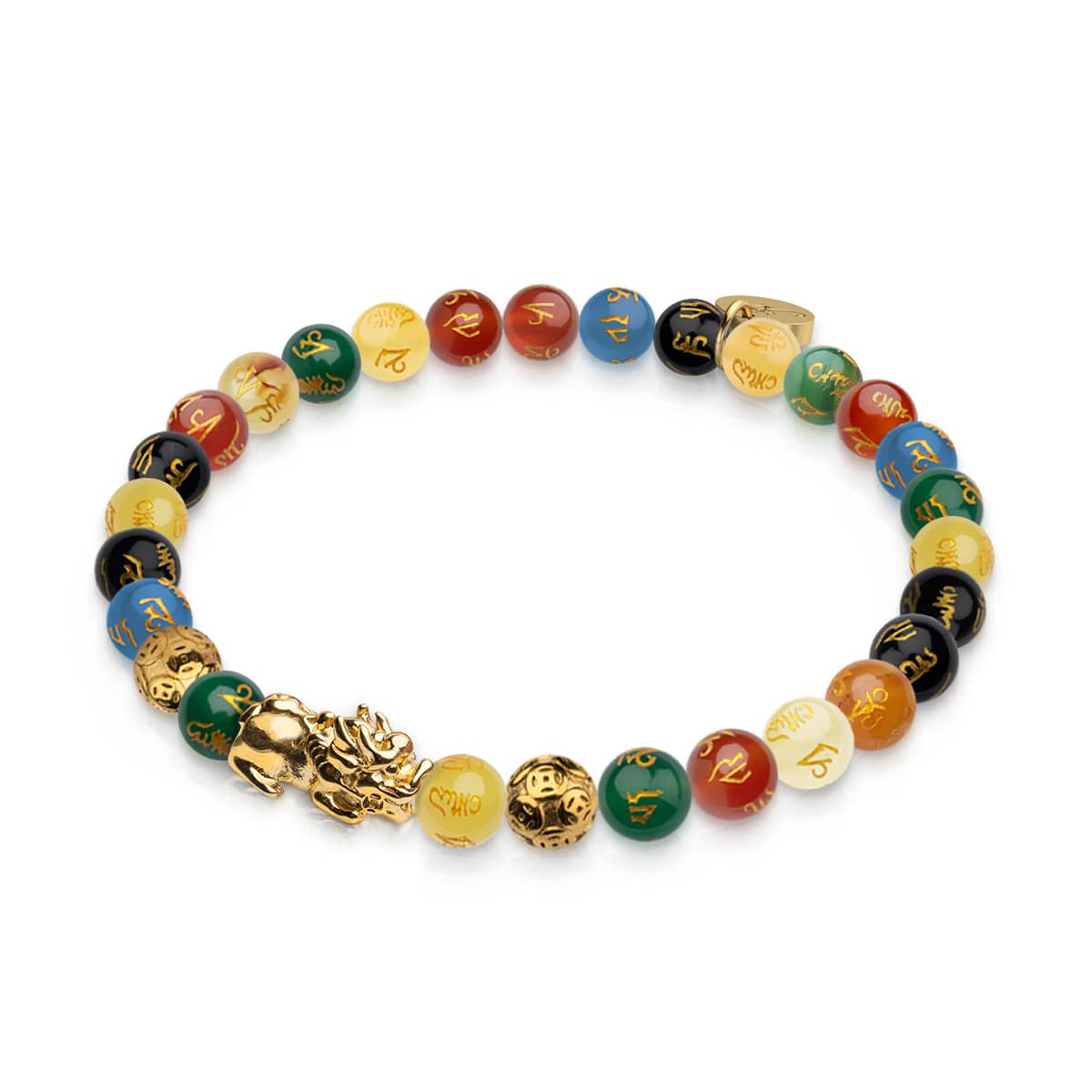 Image of <h1>#9</h1>Mini Pixiu Feng Shui Bracelet | FIVE Elements | Chakra Agate x 18k Gold