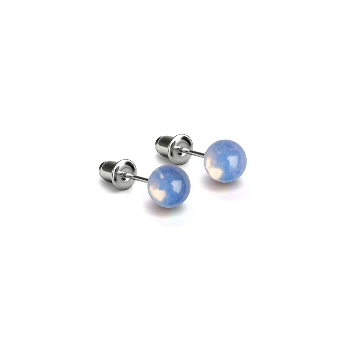 Image of Opal Moonstone | .925 Sterling Silver | Mini Gemstone Stud Earrings