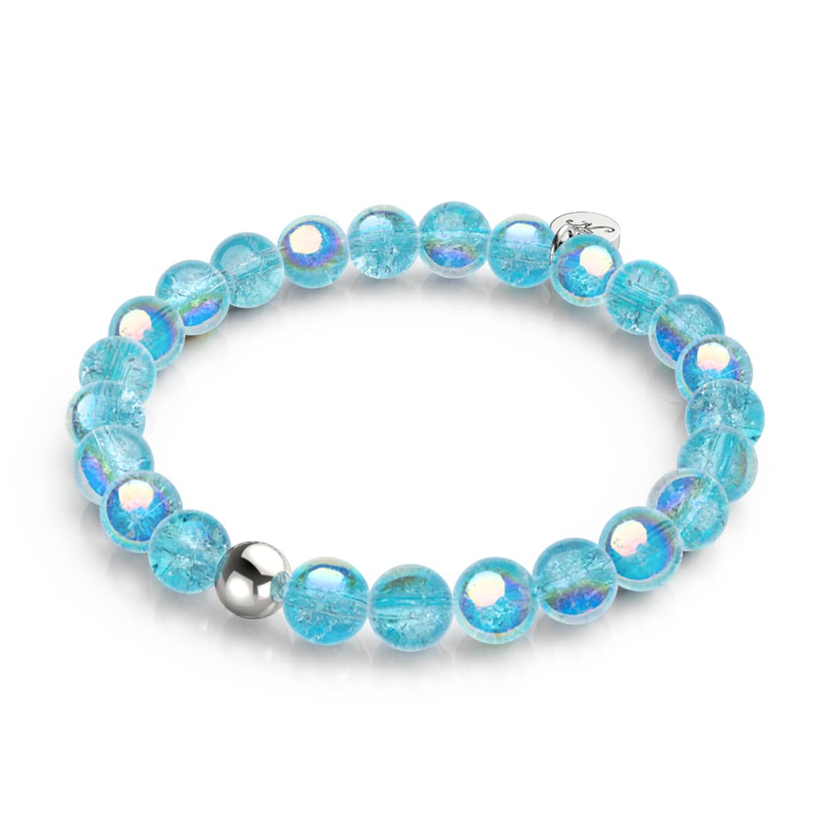 Image of <h1>#7</h1>.925 Sterling Silver x Blue Curacao Bubble Glass Bracelet