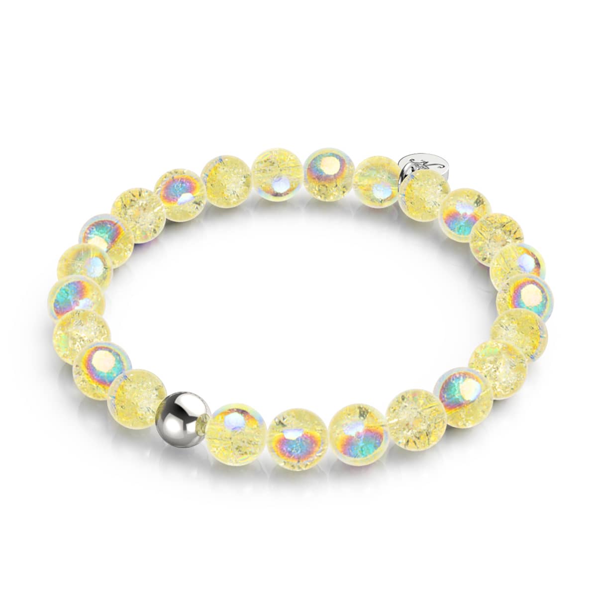 Image of .925 Sterling Silver x Daffodil Dew Bubble Glass Bracelet