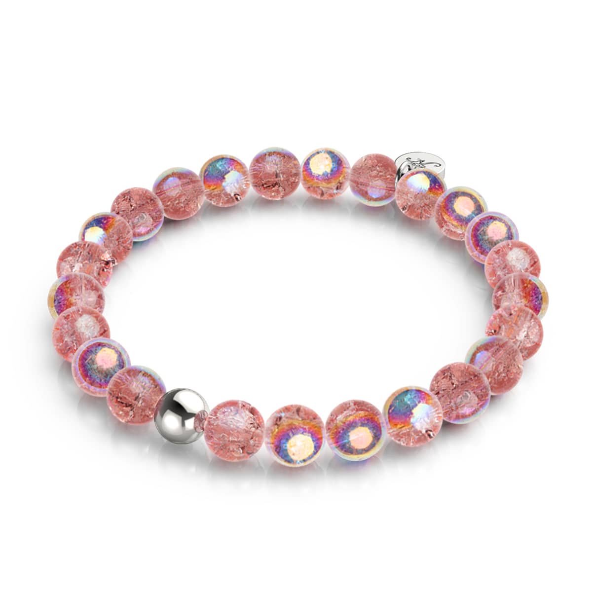 Image of .925 Sterling Silver x Magenta Meringue Bubble Glass Bracelet