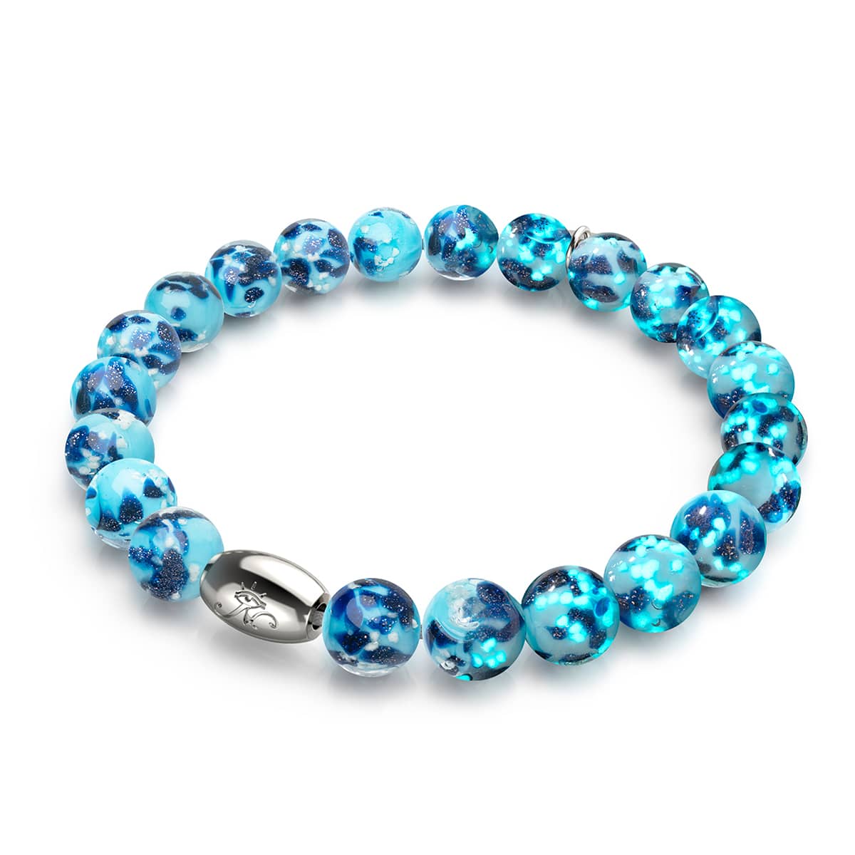 Image of <h1>#1</h1> Blue Seaspray | .925 Sterling Silver | Firefly Glass Bracelet