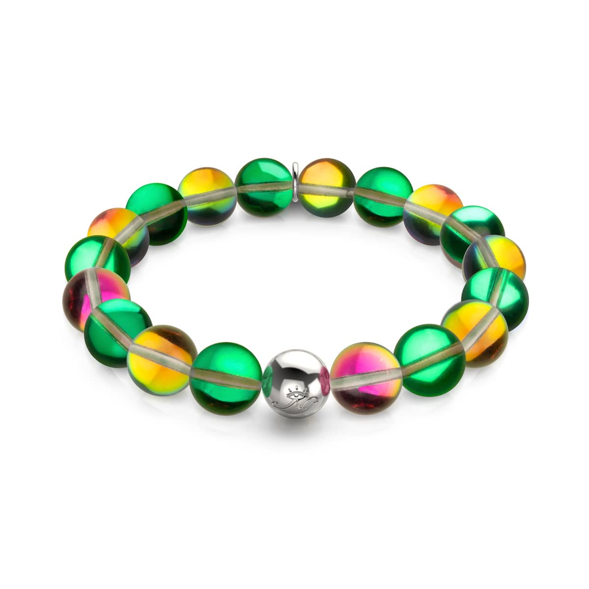 Image of <h1>#4</h1>Emerald Moon | .925 Sterling Silver | Galaxy Glass Statement Bracelet