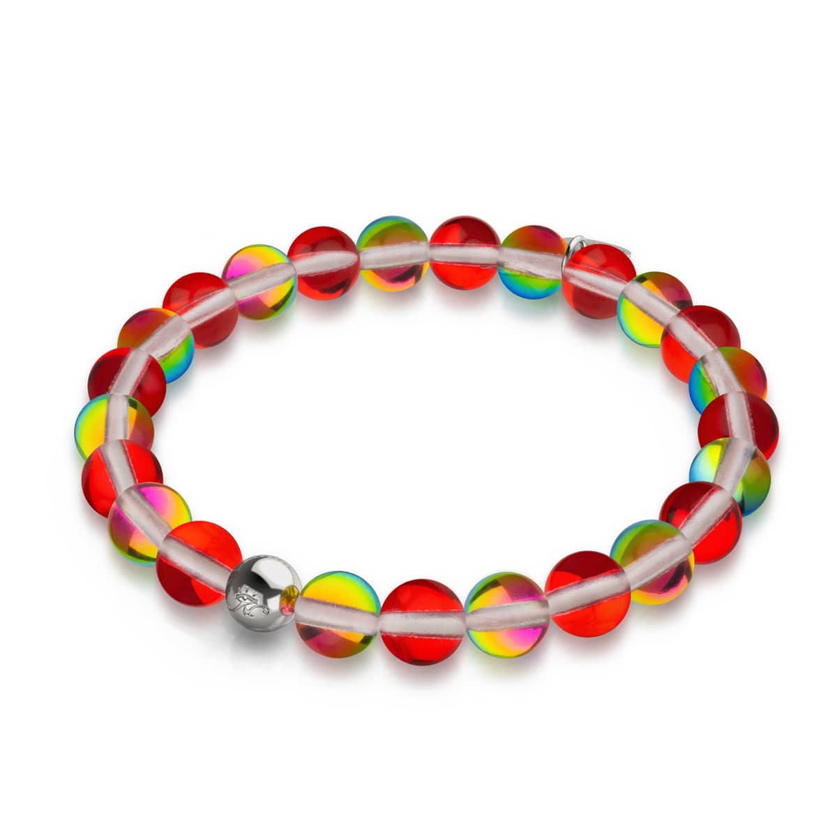 Image of <h1>#7</h1>Mars Red | Silver | Galaxy Glass Bead Bracelet