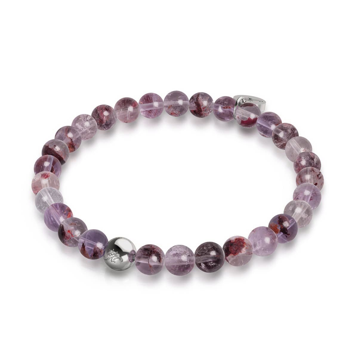 Image of Purple Ghost Quartz | Silver | Healing Gemstone Bead Bracelet