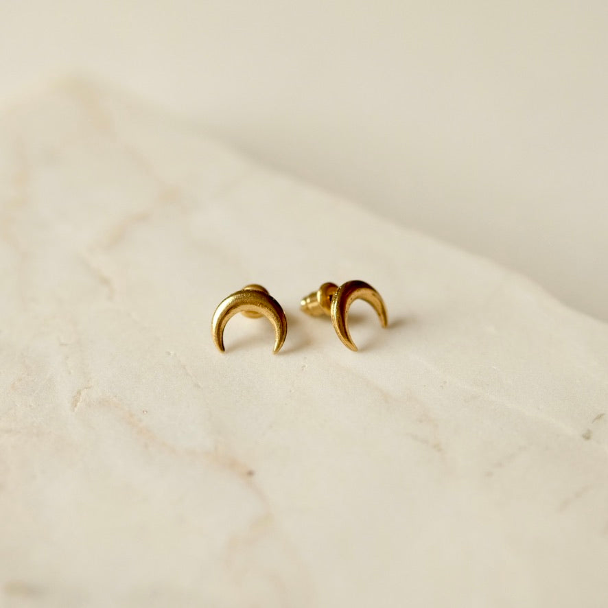 large crescent stud earring