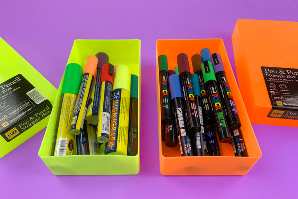 WestonBoxes Pen & Pencil Storage Box For Stationery Neon Colours